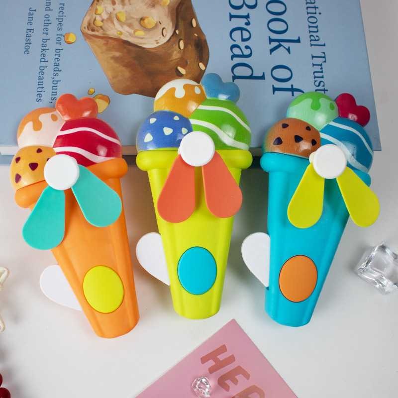 Hand Pressure Mini Fan for Kids, Cute Ice Cream Shape