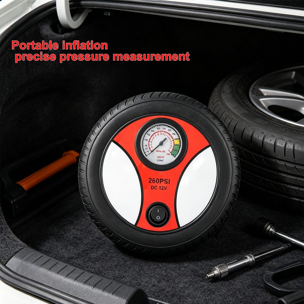 Portable 260 PSI DC 12V Electric Air Compressor Tire Inflator for Car