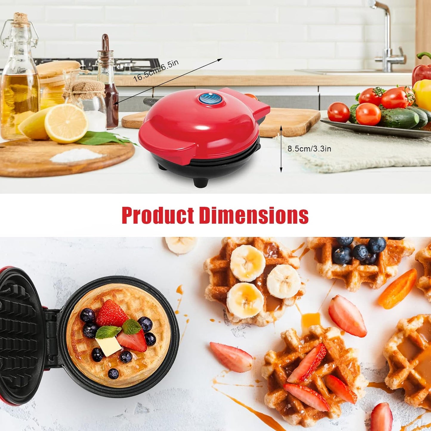 Mini Waffle Maker with Non-Stick Cooking Plates