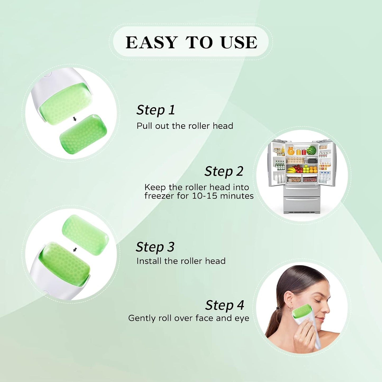 Reusable Ice Roller for Face and Eyes, Cooling Facial Massage Tool for Skincare