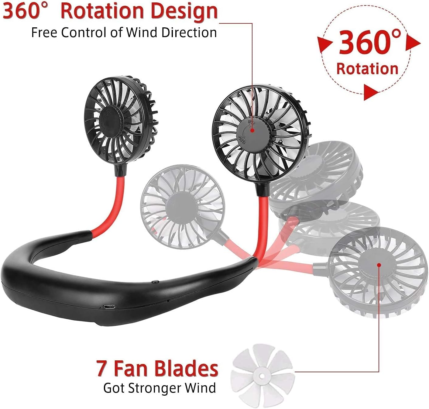 Portable Hanging Neck Fan, Hands-Free
