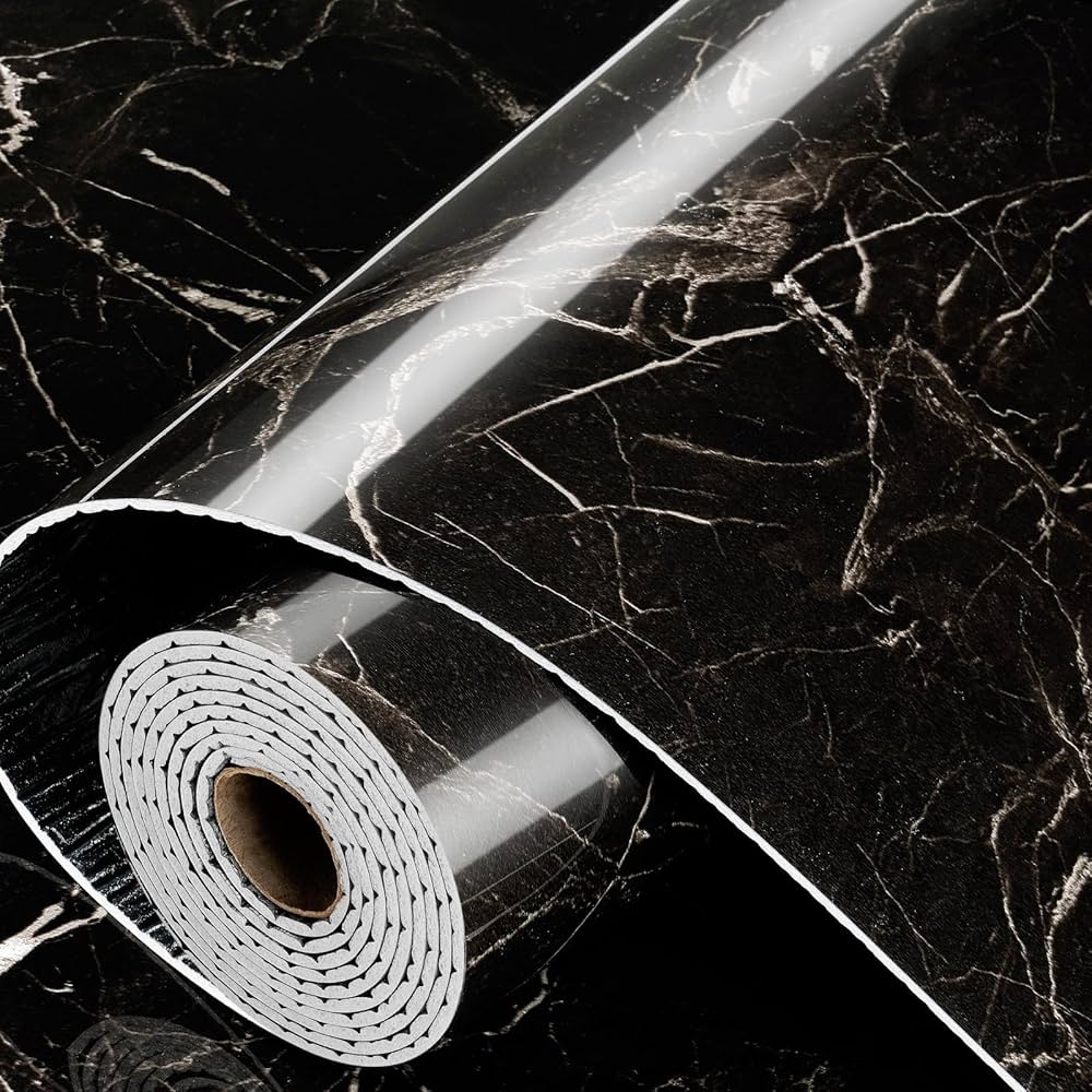 Self Adhesive Black Marble Wallpaper Roll