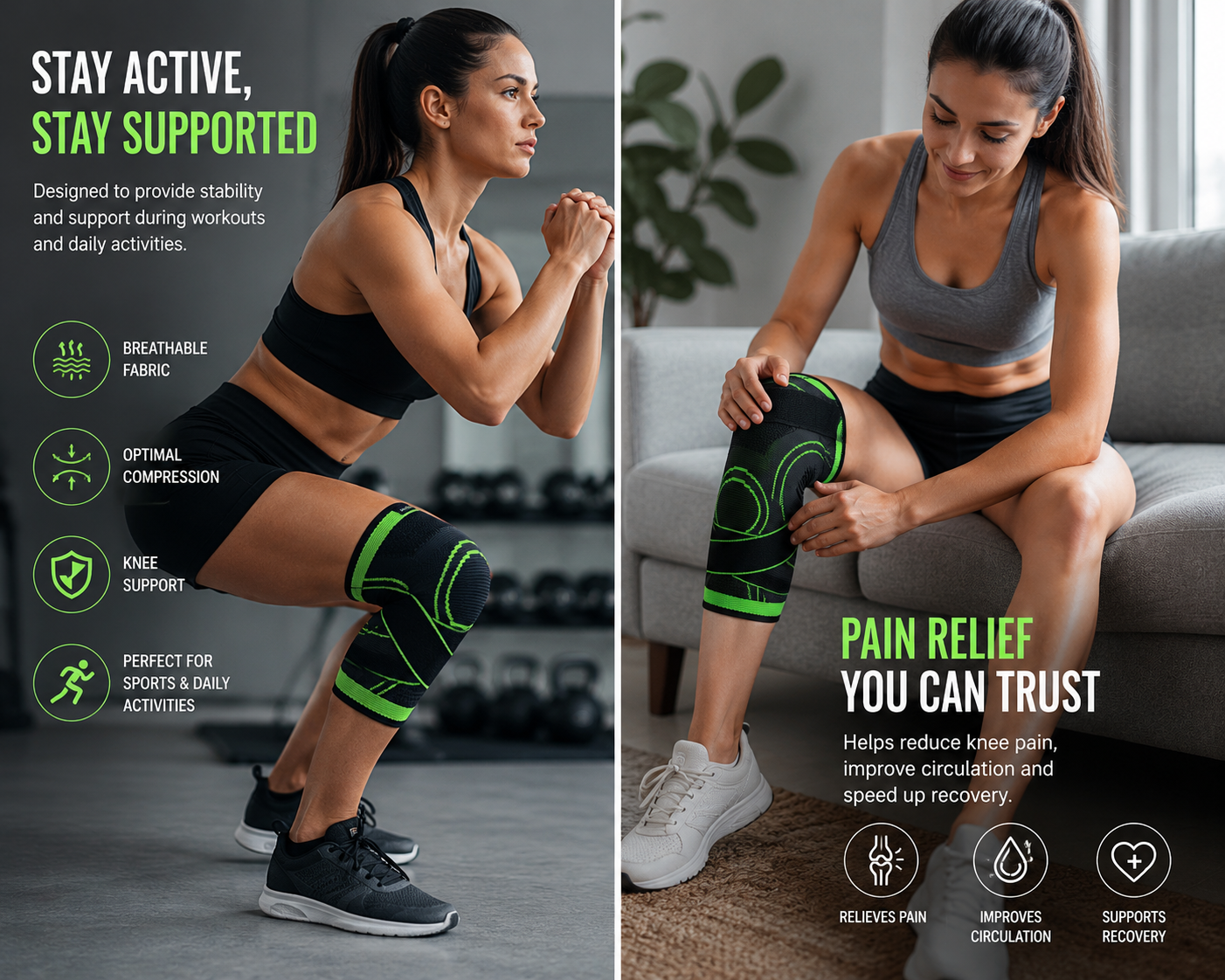 Professional Knee Compression Sleeve with Adjustable Straps