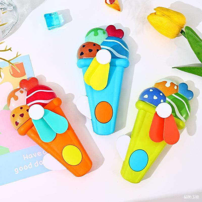 Hand Pressure Mini Fan for Kids, Cute Ice Cream Shape