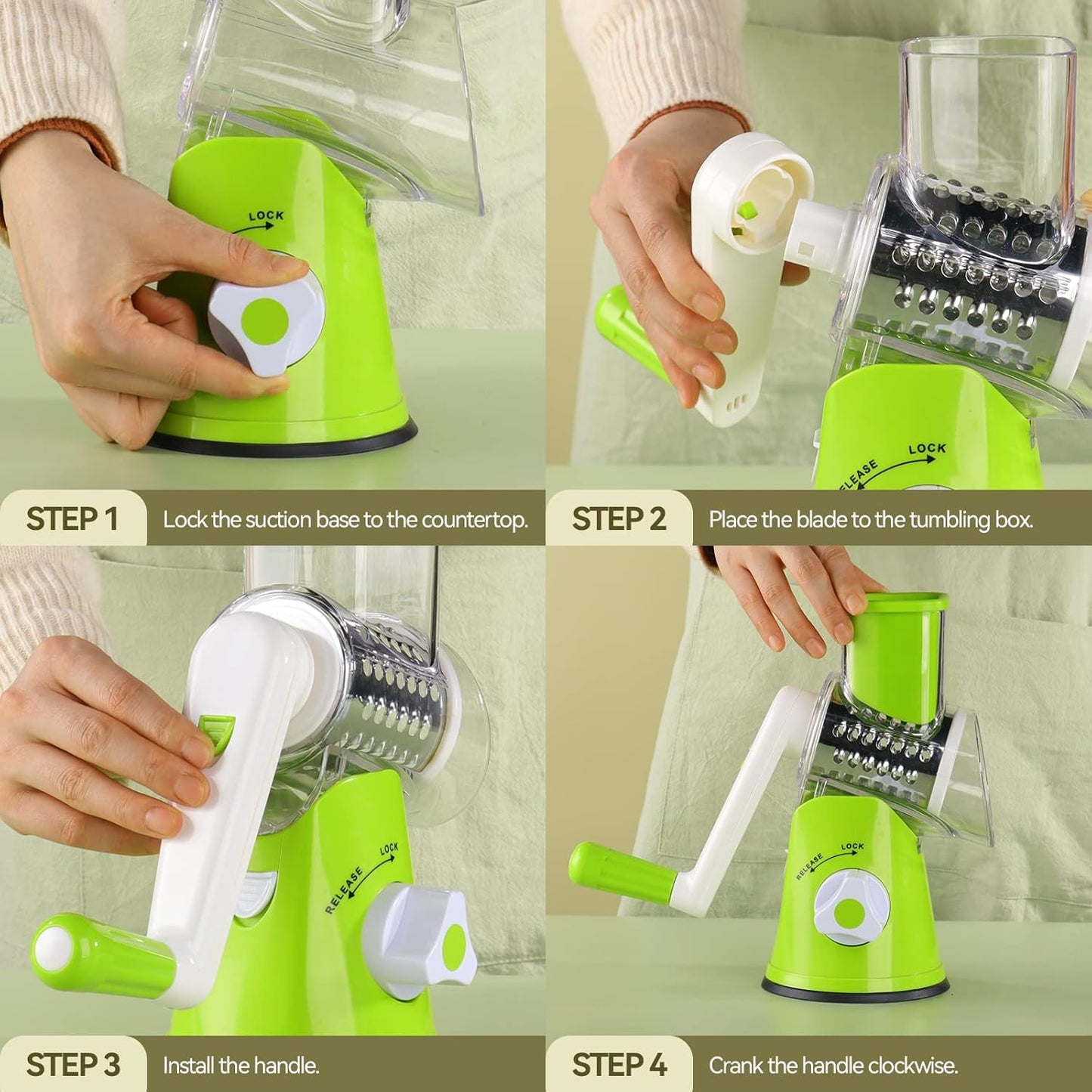 3-in-1 Rotary Cheese Grater and Vegetable Slicer