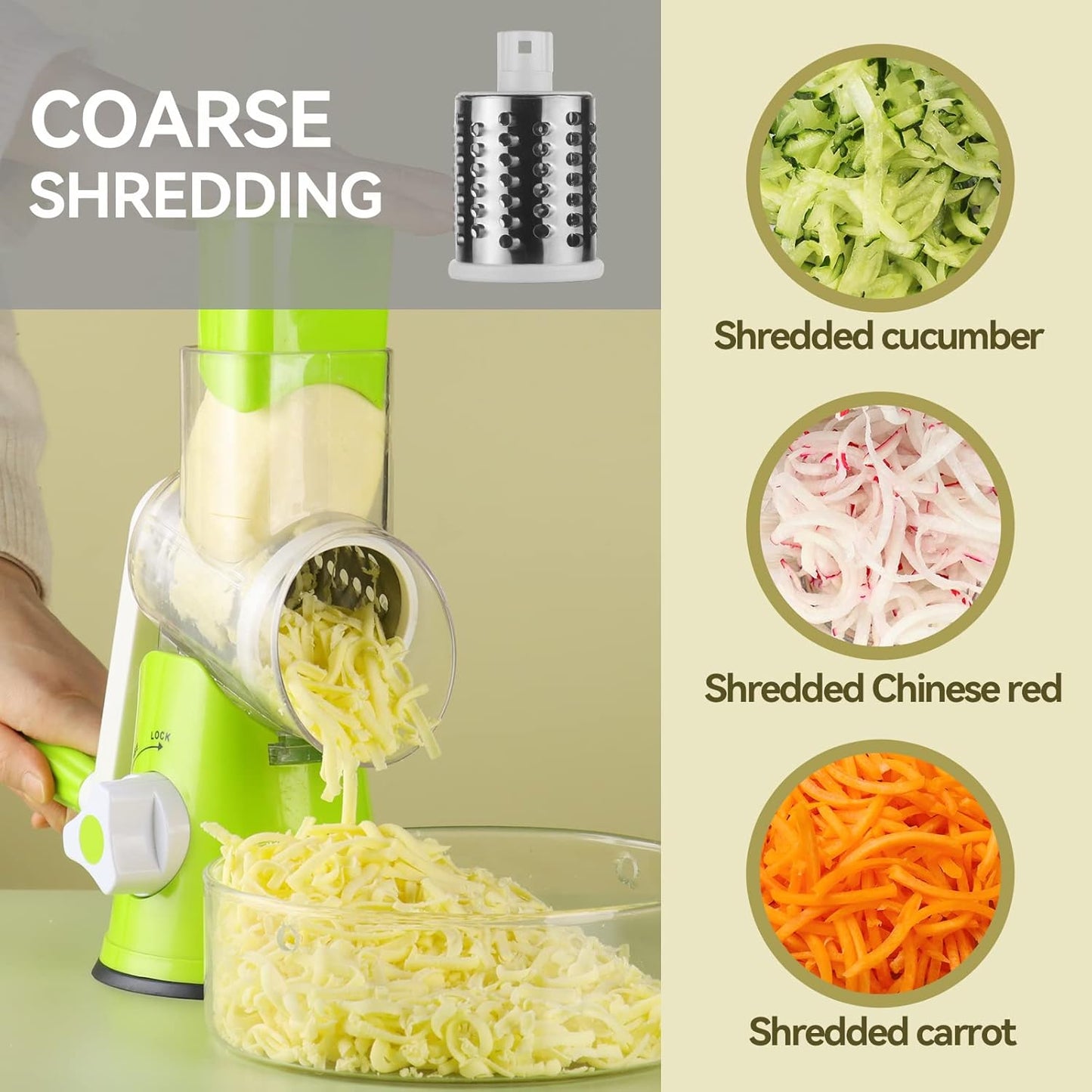 3-in-1 Rotary Cheese Grater and Vegetable Slicer