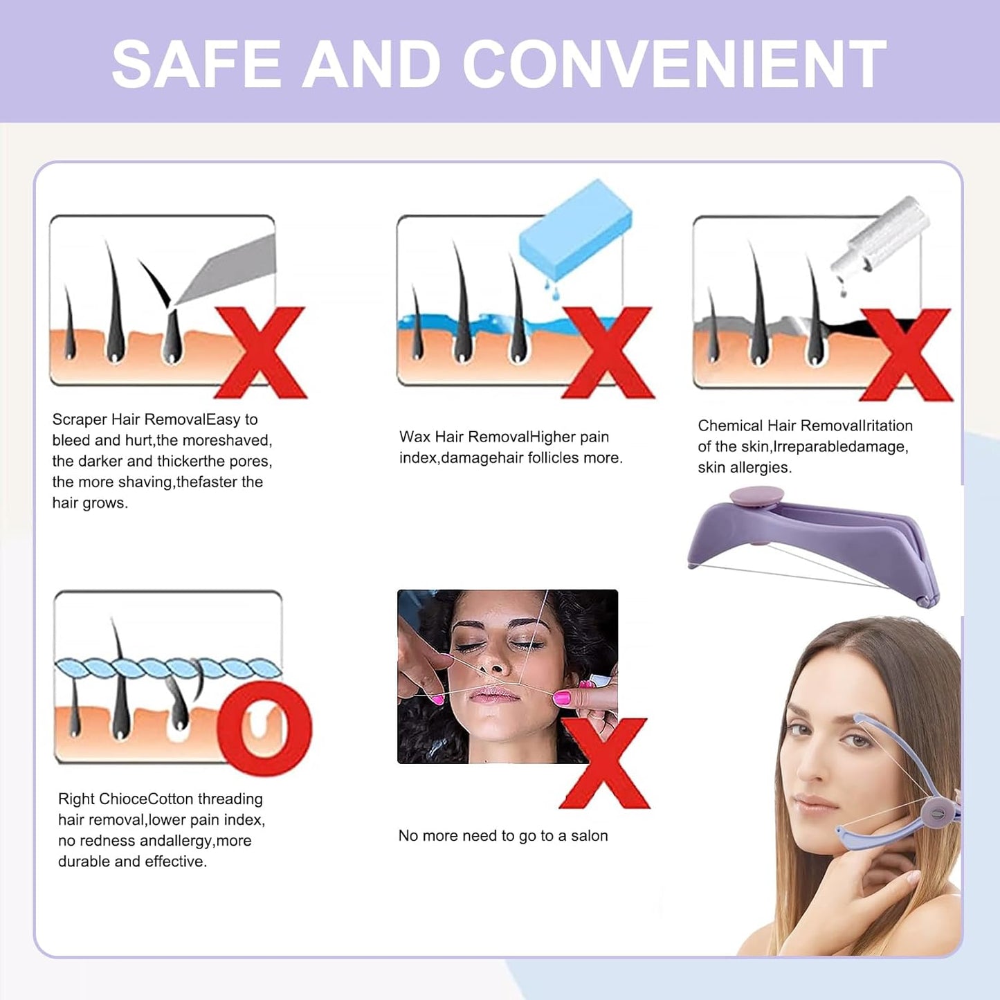 Manual Facial Threading Hair Removal Tool for Women