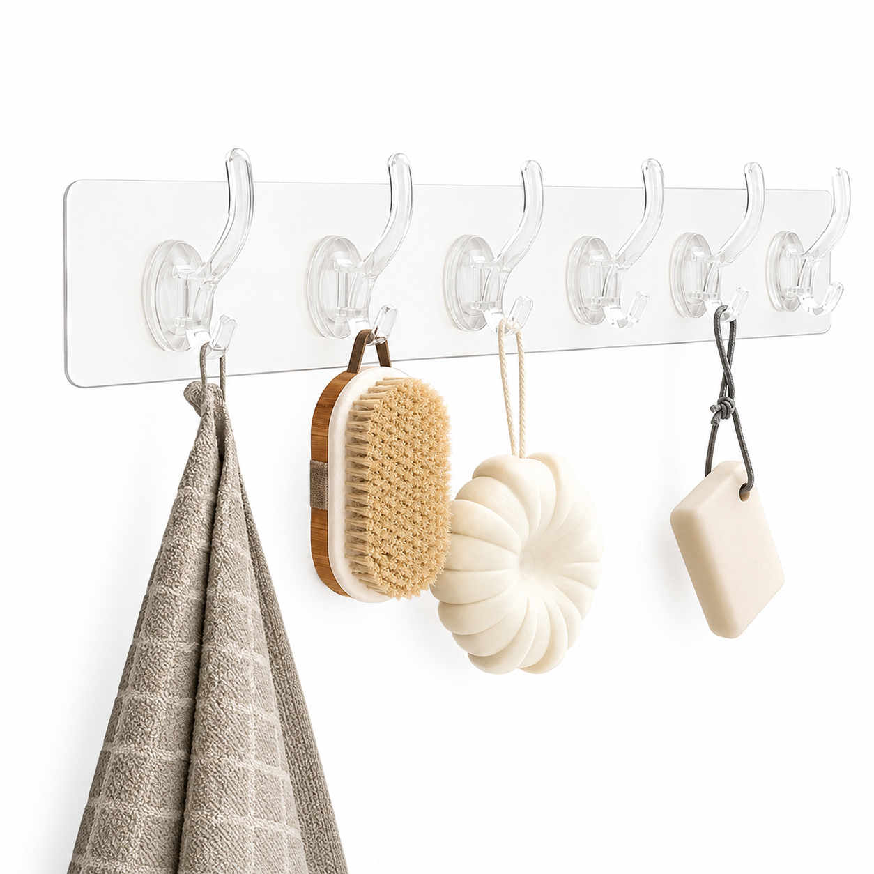 Self-Adhesive Wall Hanger with 6 Hooks