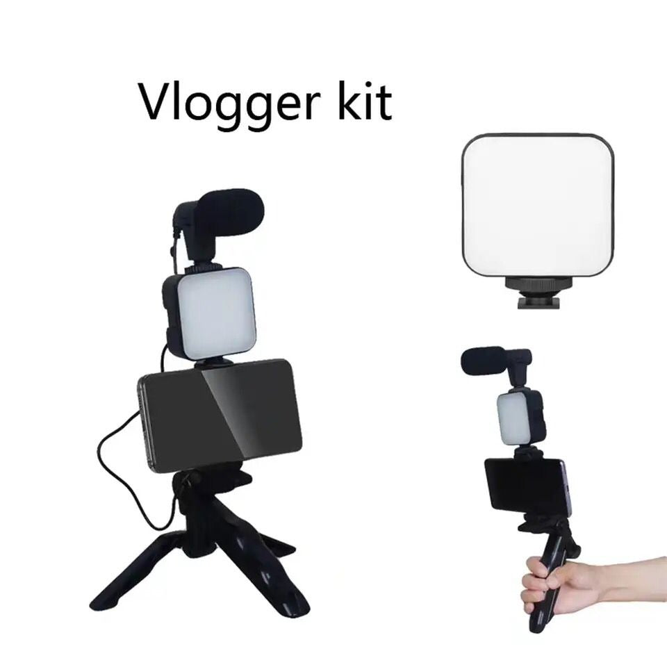 Professional Vlogging Kit with Tripod, Microphone