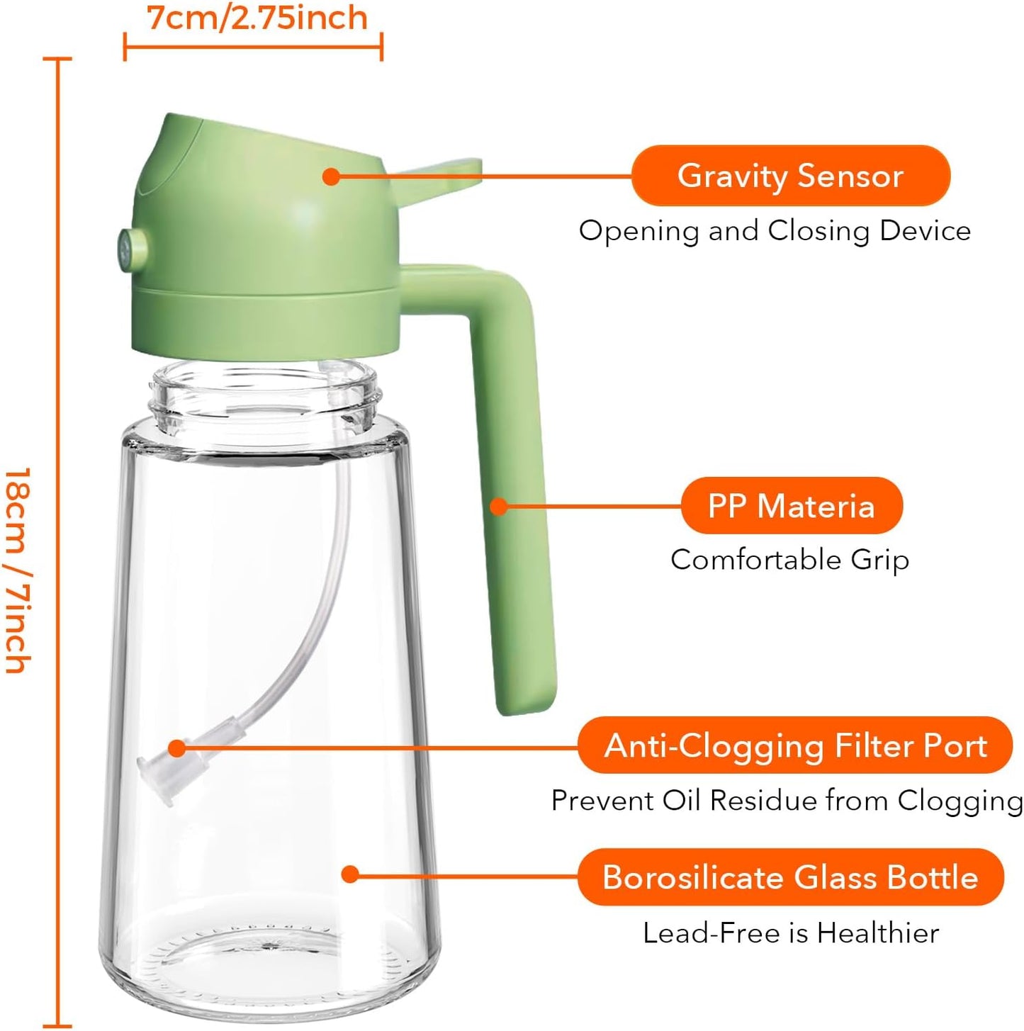 2-in-1 Oil Dispenser & Sprayer Bottle for Kitchen