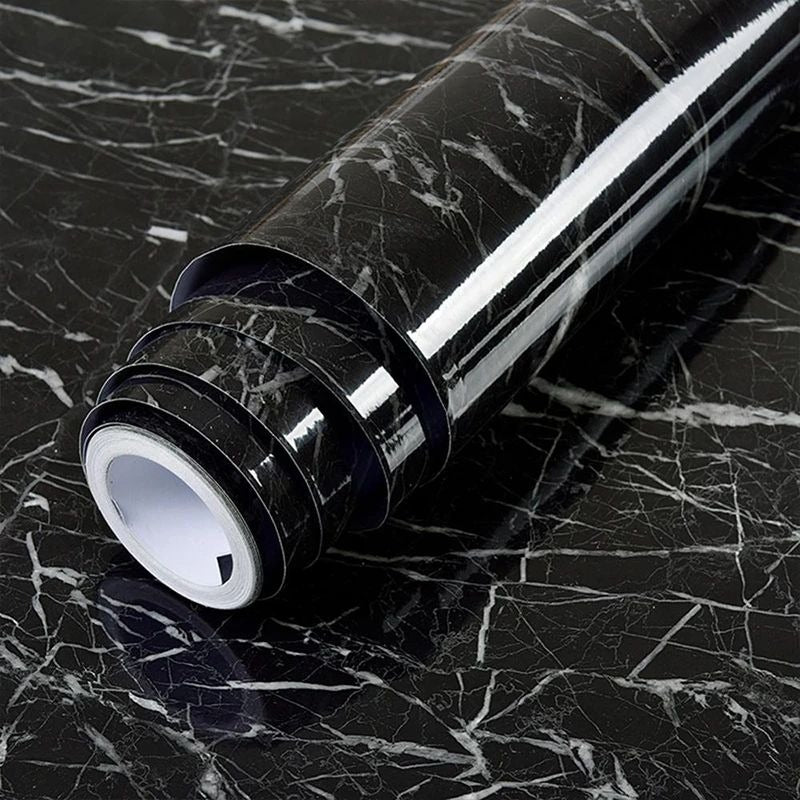 Self Adhesive Black Marble Wallpaper Roll
