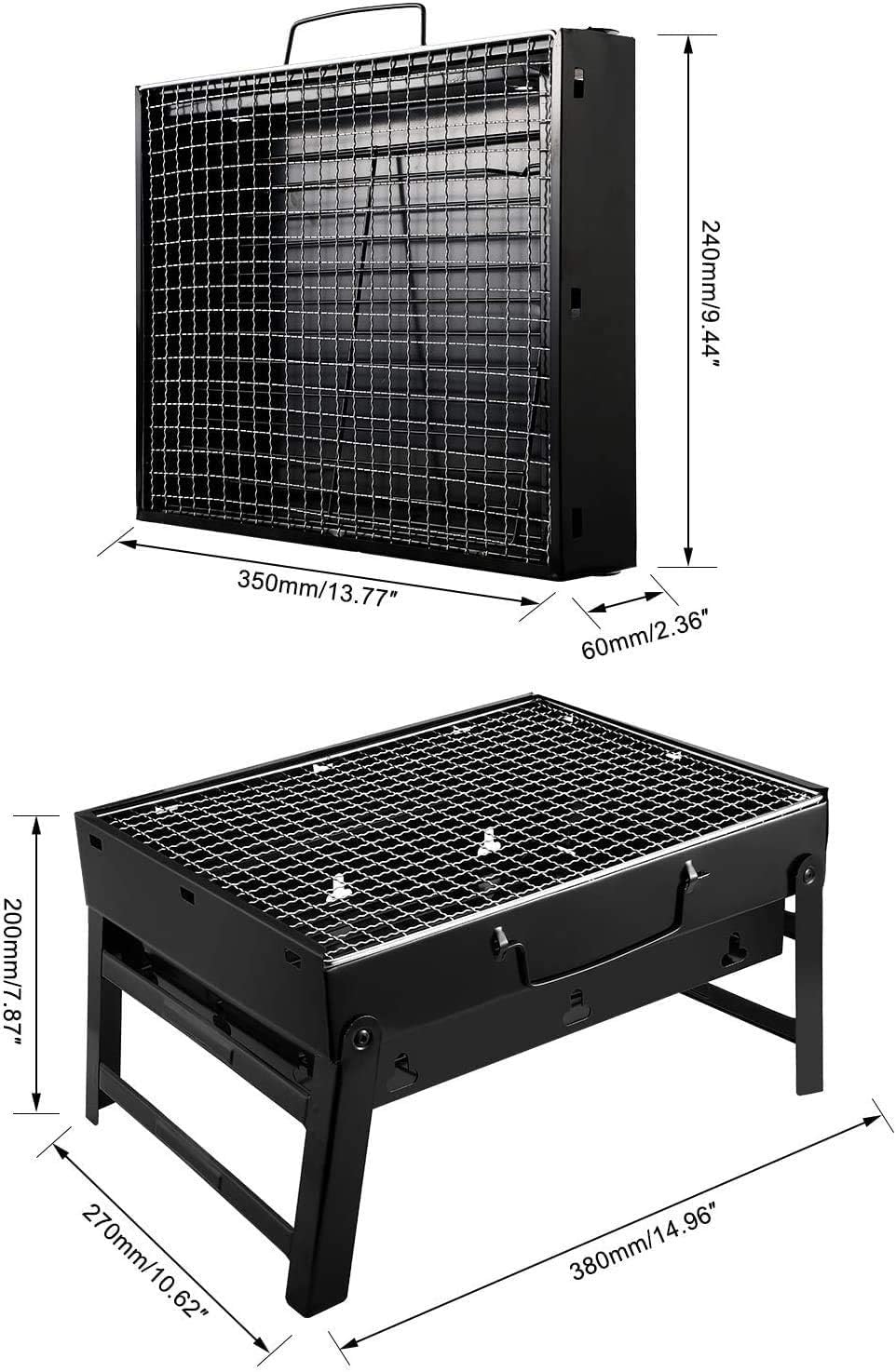 Portable Stainless Steel Charcoal BBQ Grill