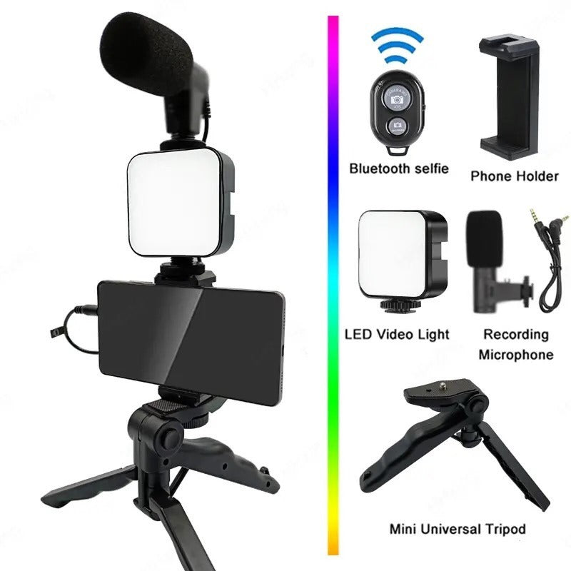 Professional Vlogging Kit with Tripod, Microphone