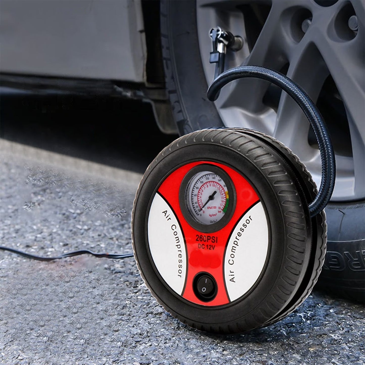 Portable 260 PSI DC 12V Electric Air Compressor Tire Inflator for Car