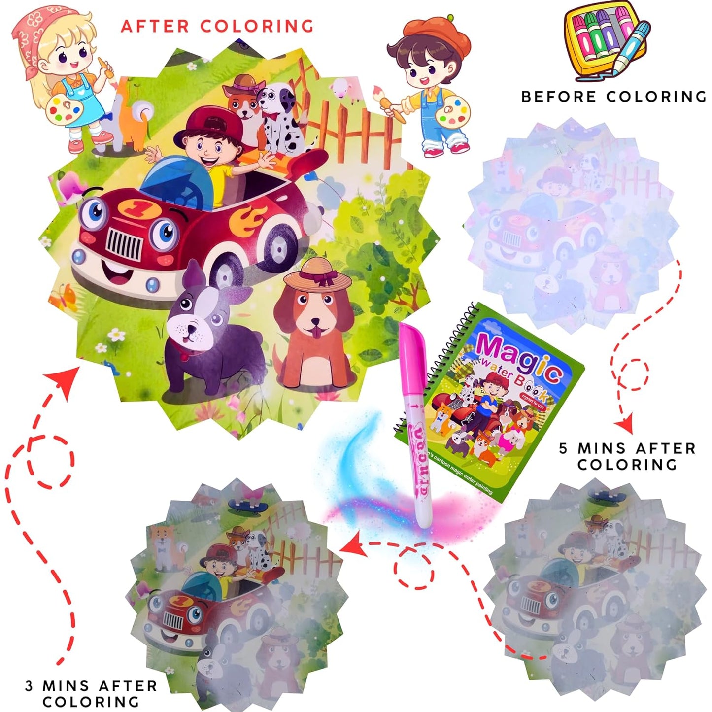 Reusable Water Drawing Magic Book for Kids Ages 2–5