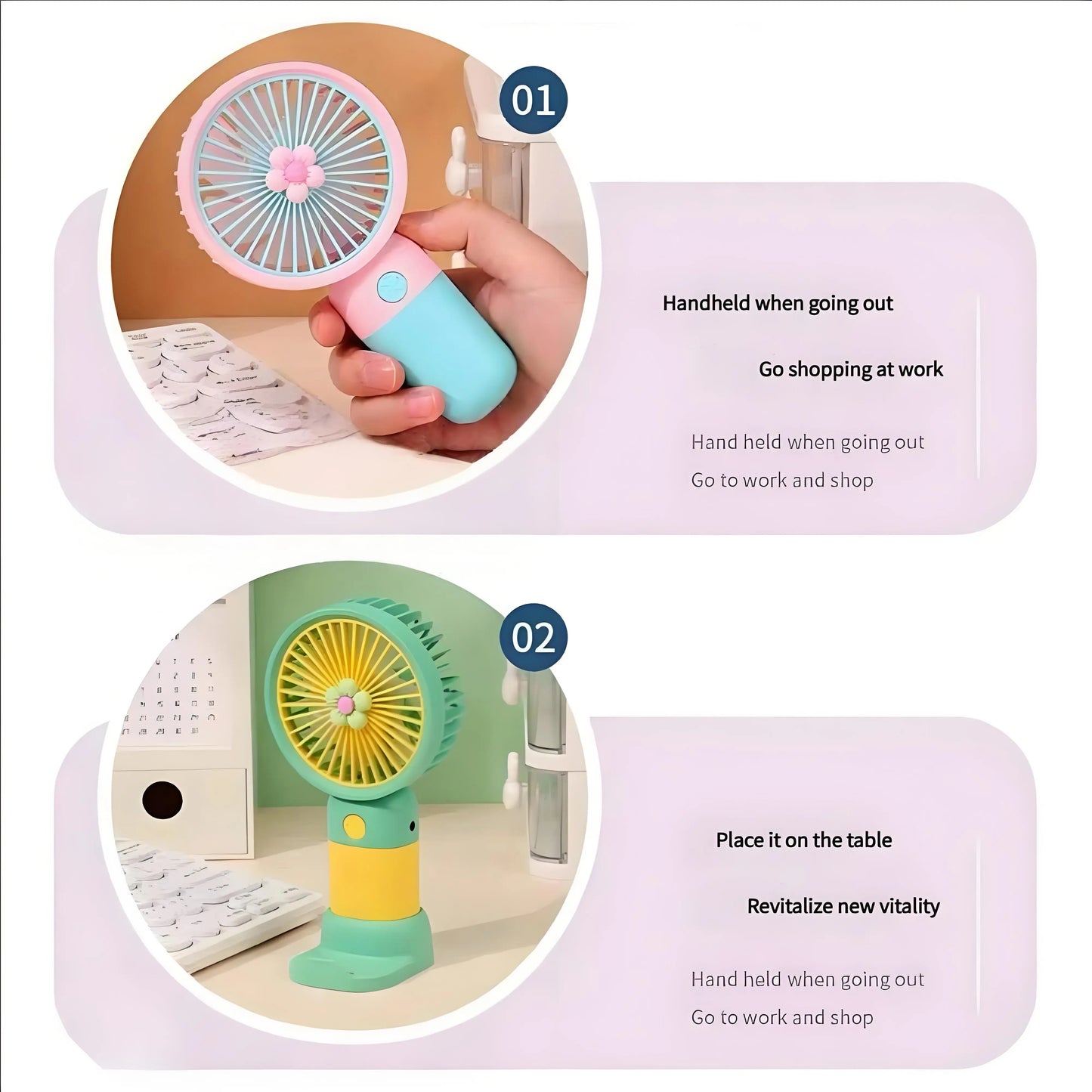 Portable Rechargeable Mini Table Fan for Home & Office