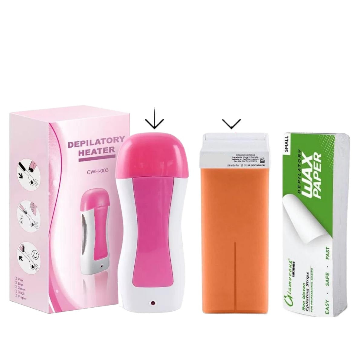 3-in-1 Wax Heater Kit with Roll-On Wax Applicator