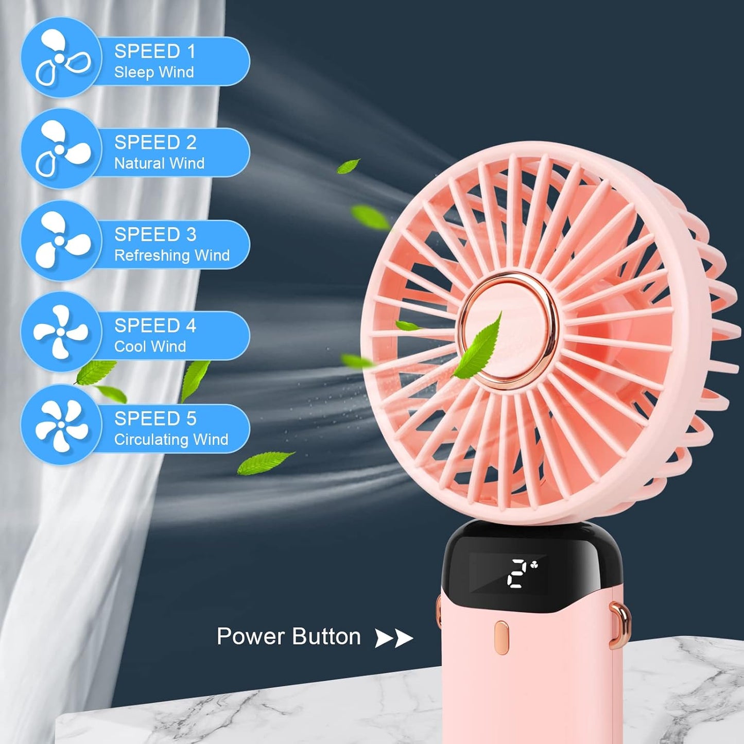 Portable Handheld Fan with 4000mAh Rechargeable Battery