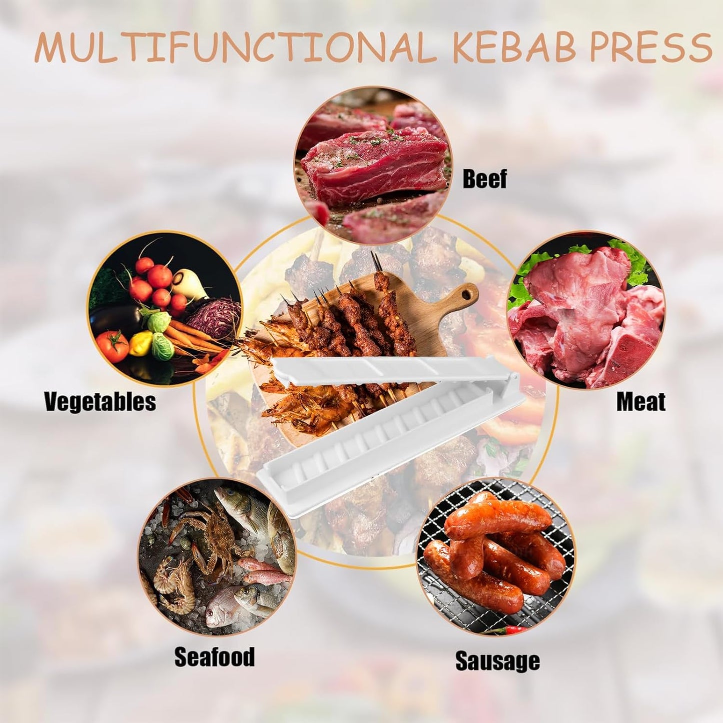 Manual Kebab Maker Skewer Press Mold for Long Skewers