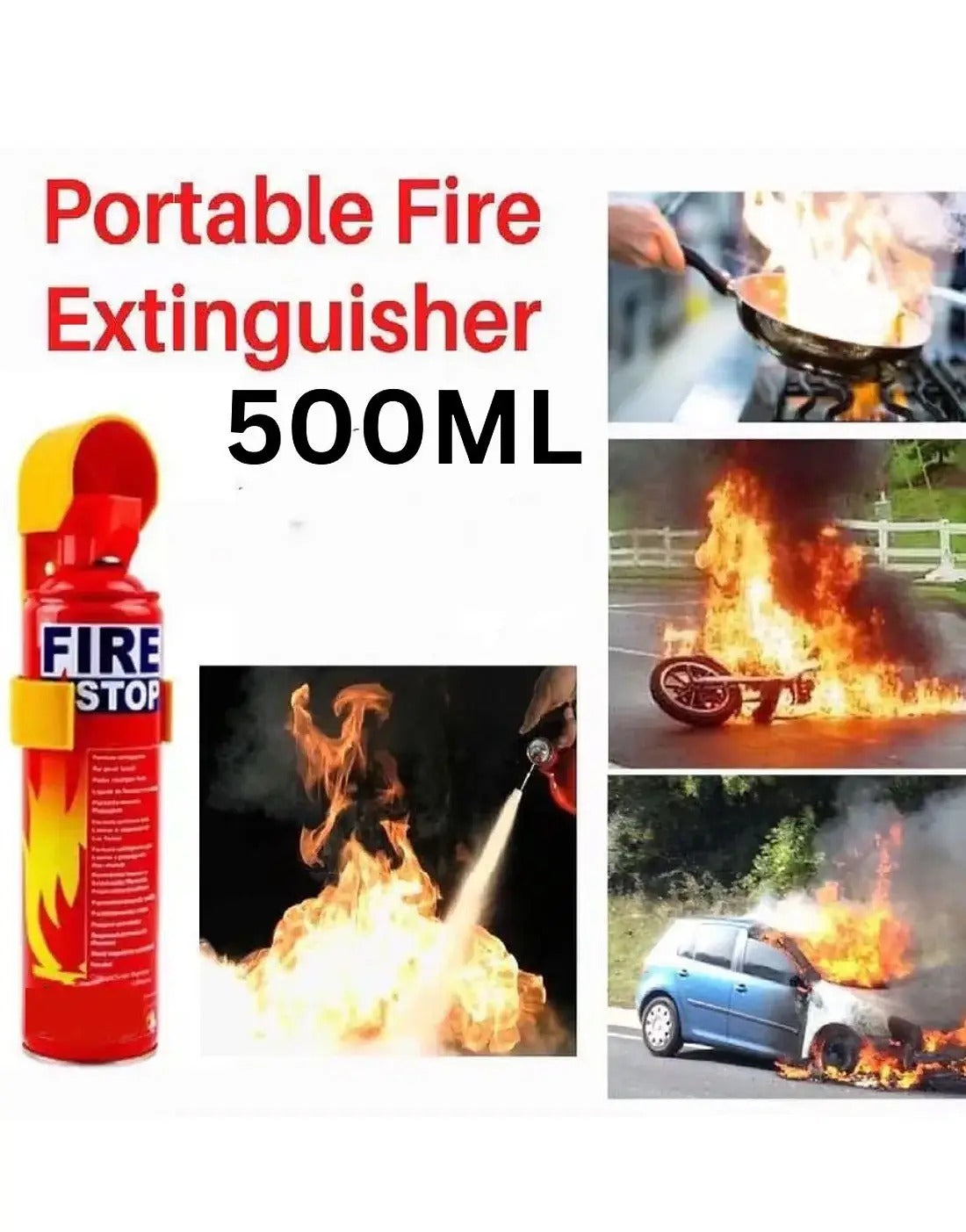 Portable Fire Safety Spray 500ml for Home, Office and Vehicle Use