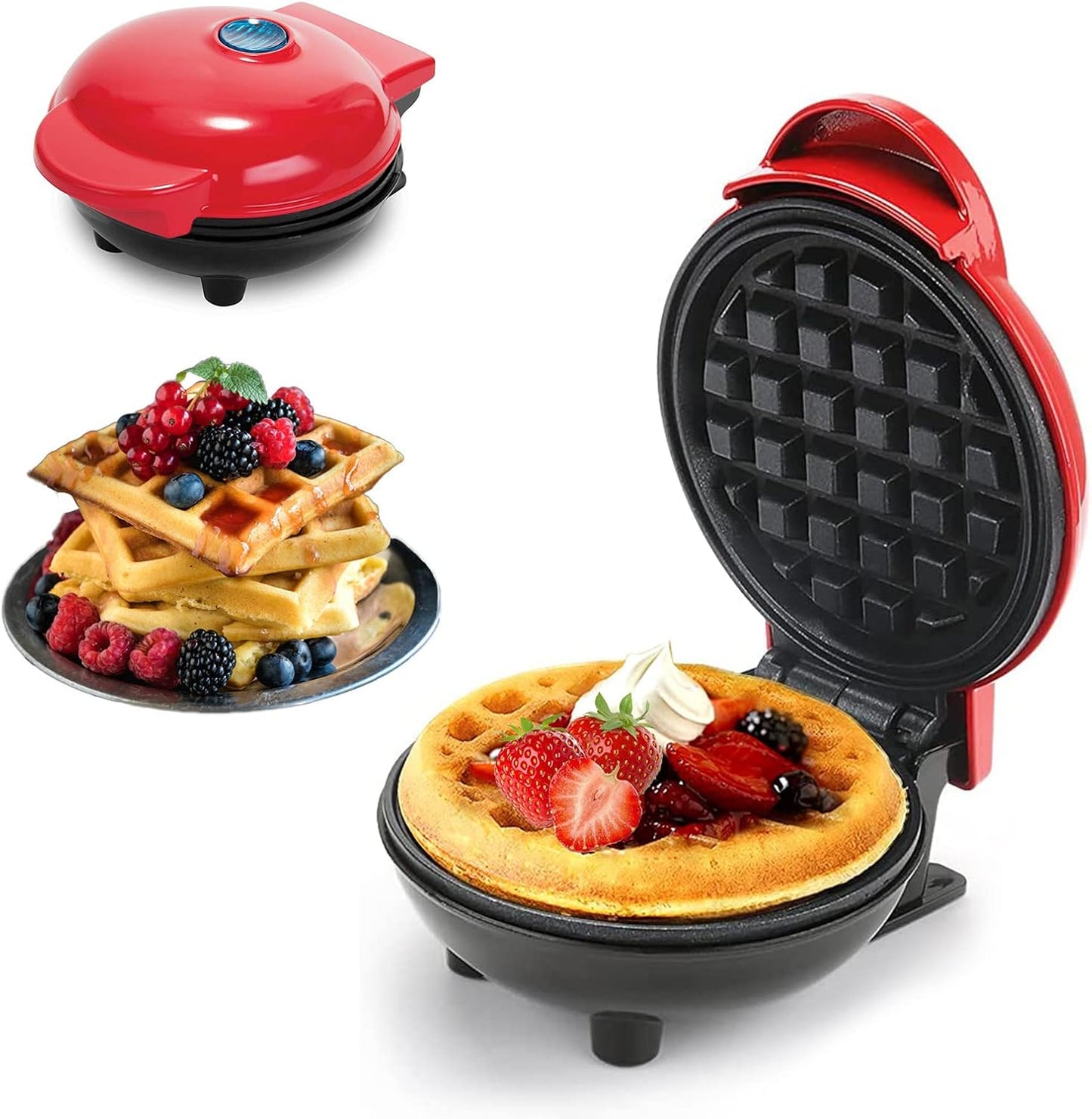 Mini Waffle Maker with Non-Stick Cooking Plates