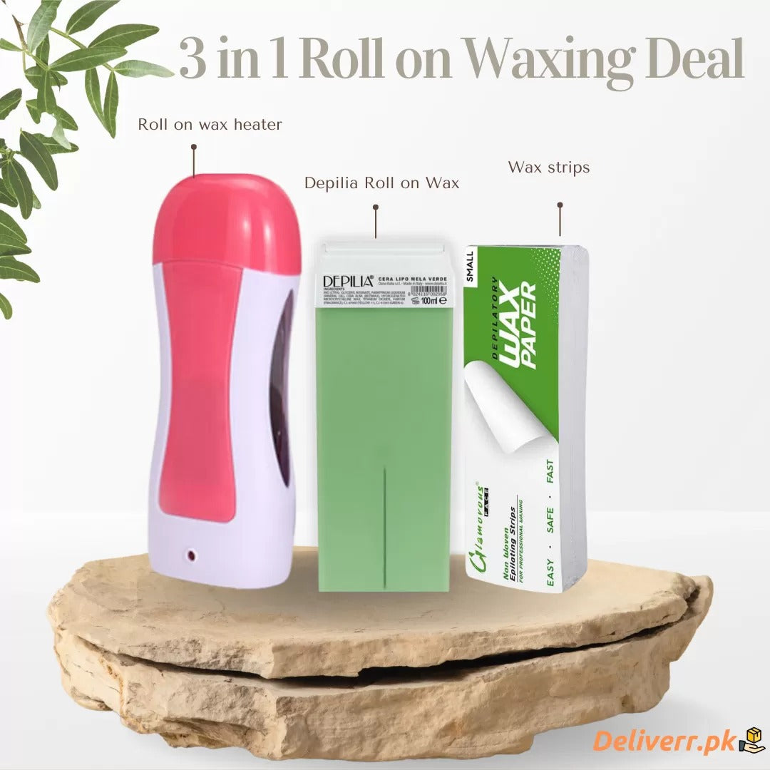 3-in-1 Wax Heater Kit with Roll-On Wax Applicator