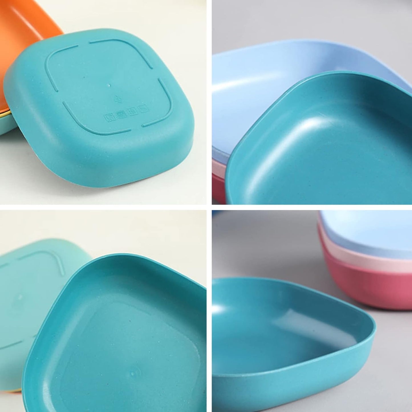 Square Plastic Dinner Plate Set with Storage Stand