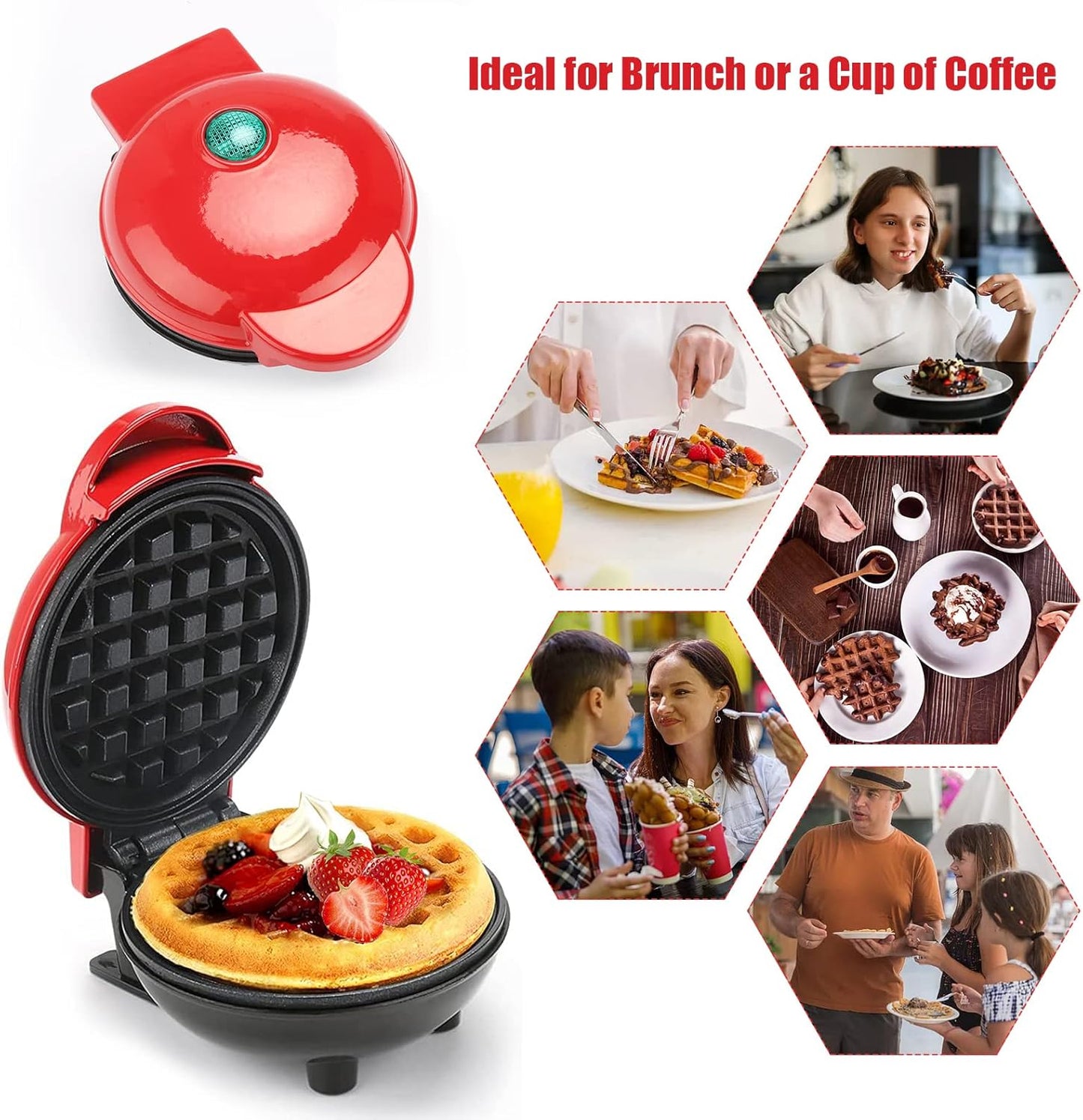 Mini Waffle Maker with Non-Stick Cooking Plates