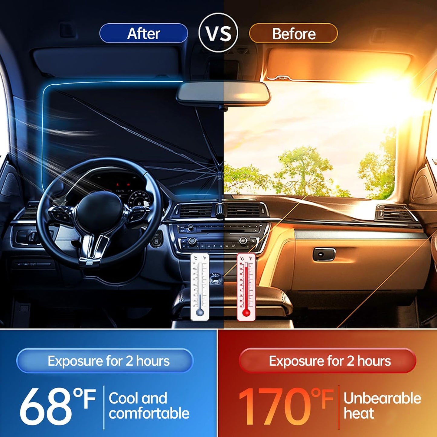 Foldable Windshield Sun Shade Umbrella for Cars