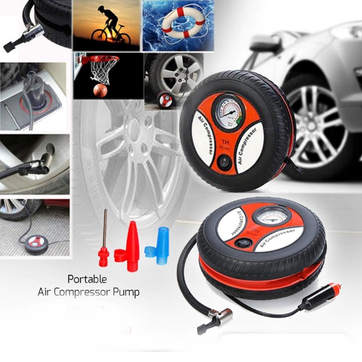 Portable 260 PSI DC 12V Electric Air Compressor Tire Inflator for Car