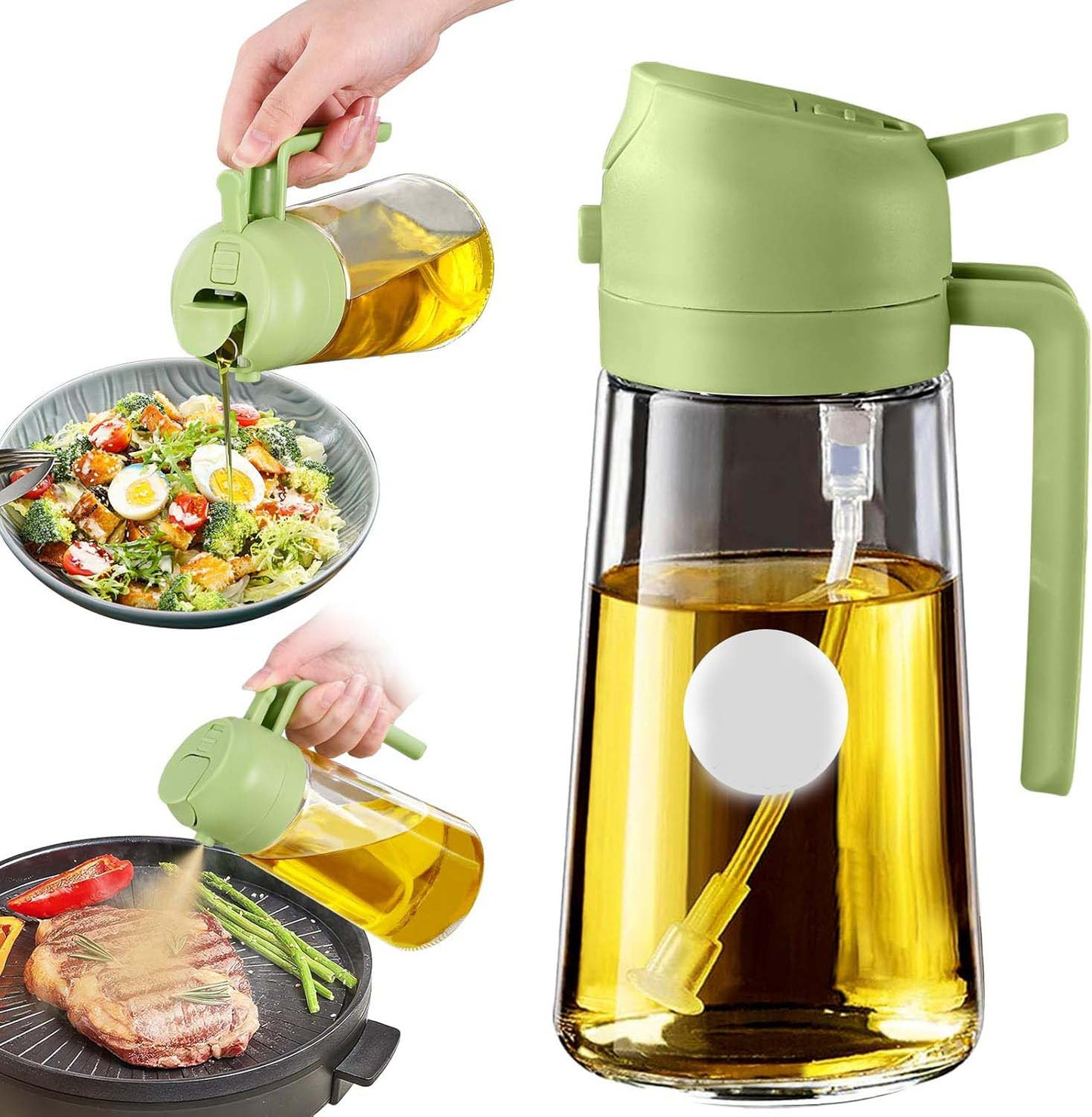 2-in-1 Oil Dispenser & Sprayer Bottle for Kitchen