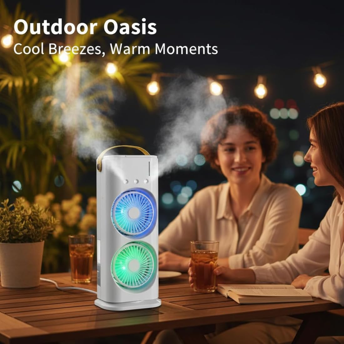 Portable Air Cooler Mini Fan with 3 Mist Spray Modes
