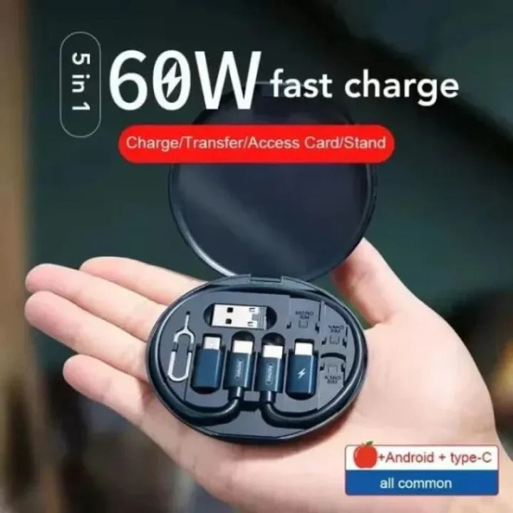 Mini Data Cable Storage Box with 60W Fast Charging Cable