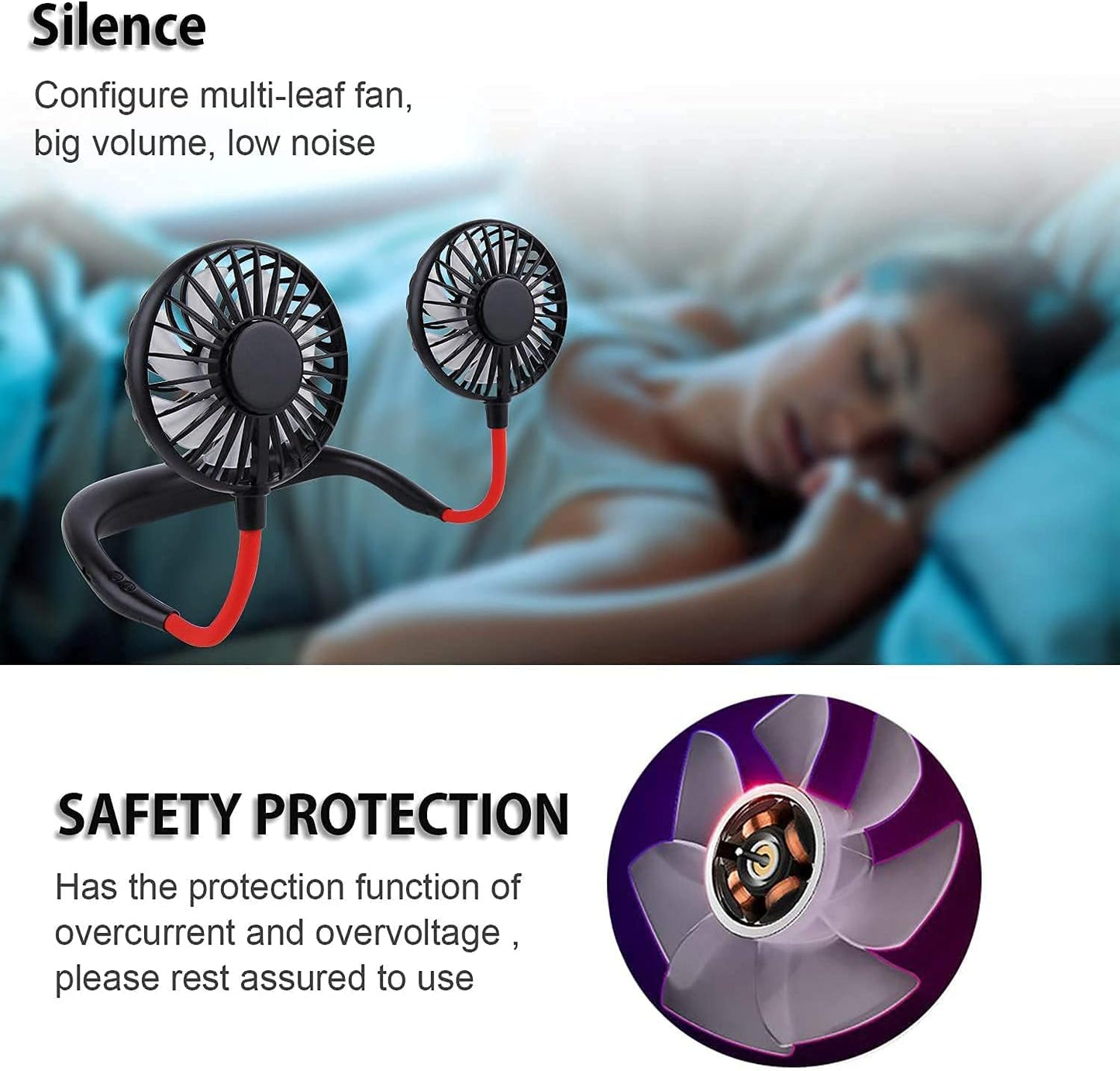 Portable Hanging Neck Fan, Hands-Free
