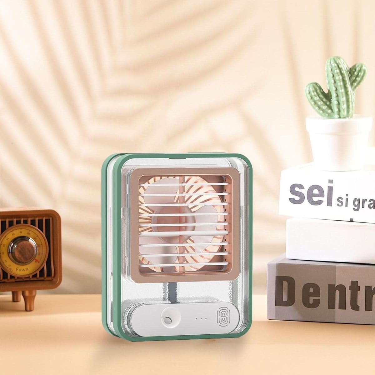 Portable Misting Desk Fan with LED Night Light