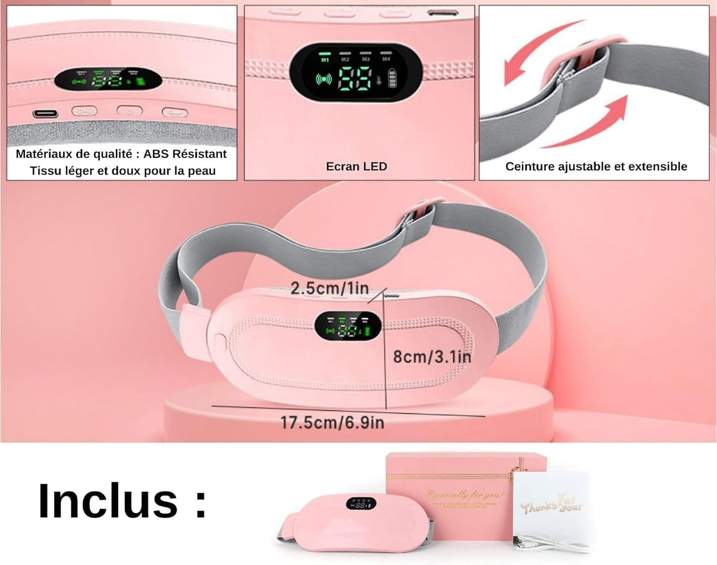 Portable Cordless Heating Pad Waist Belt