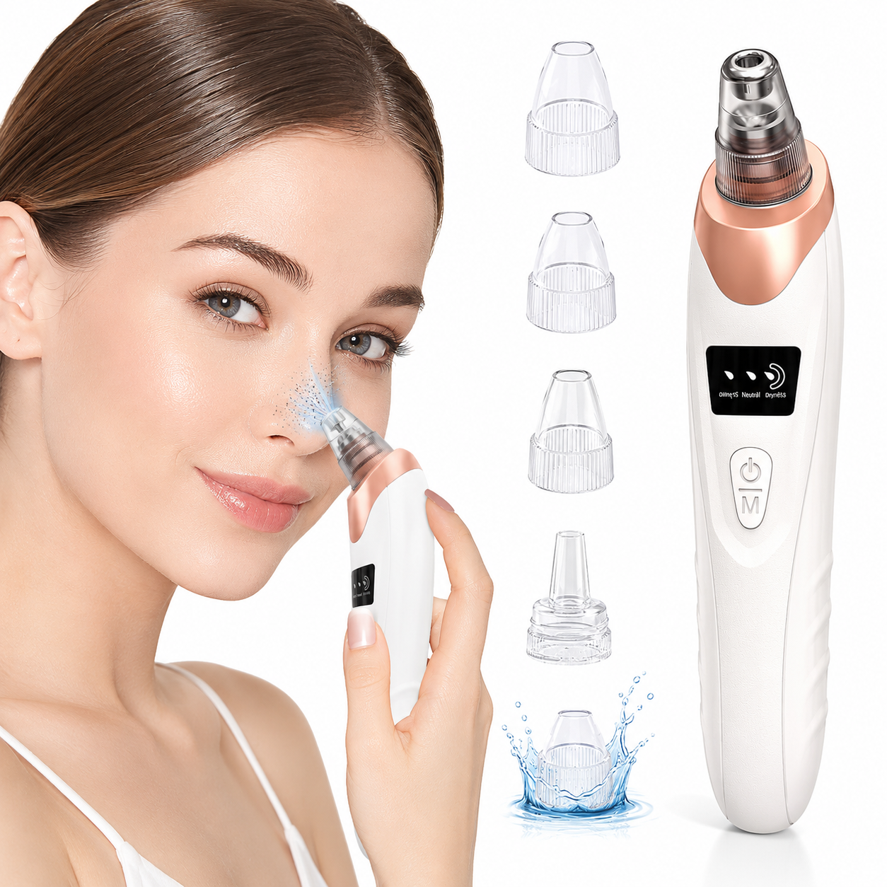Rechargeable Electric Facial Cleansing Brush with 4 Interchangeable Brush Heads