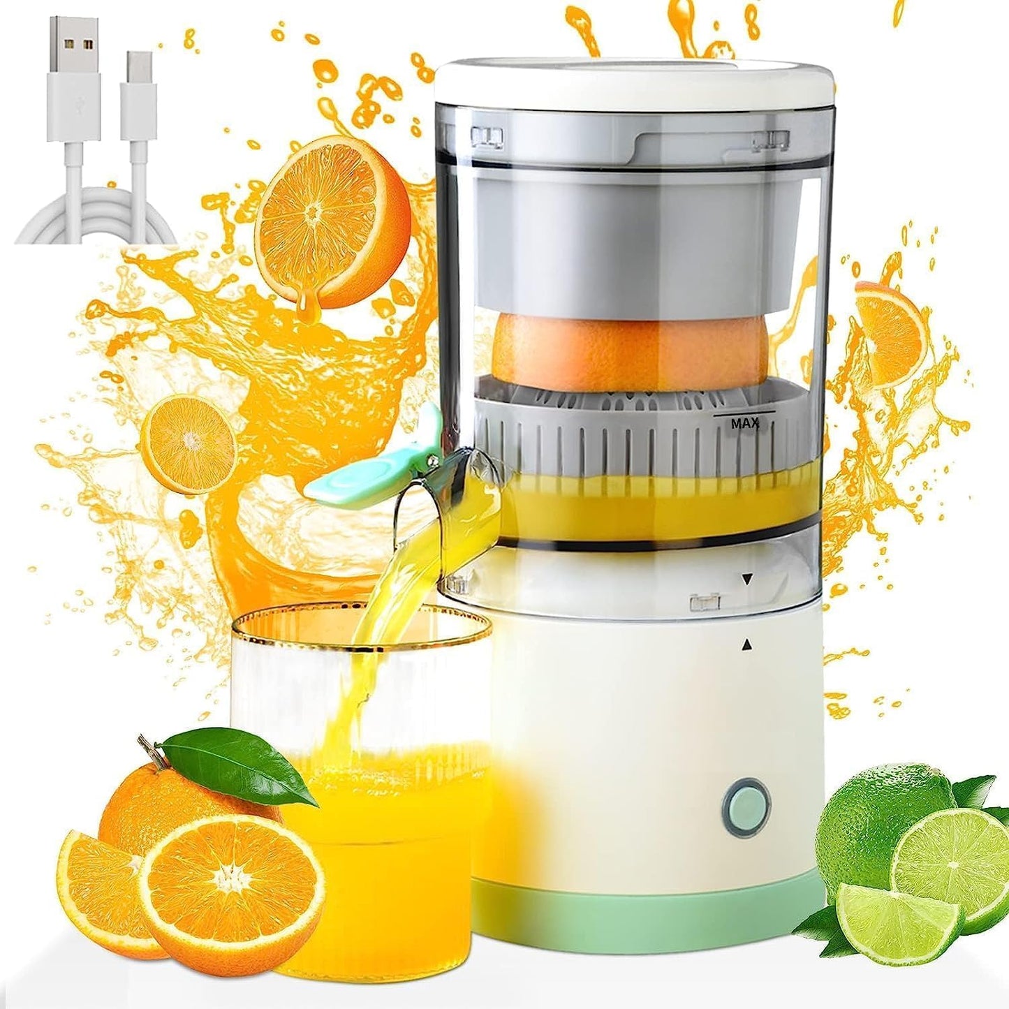 Portable Electric Citrus Juicer USB Rechargeable Wireless Orange
