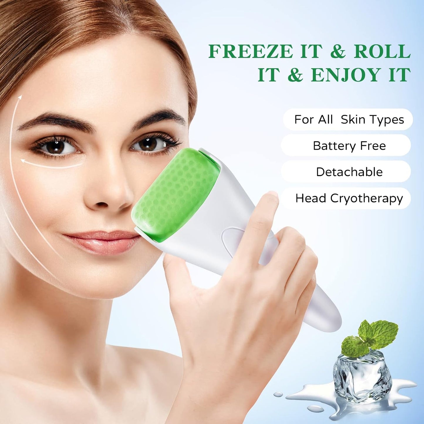 Reusable Ice Roller for Face and Eyes, Cooling Facial Massage Tool for Skincare