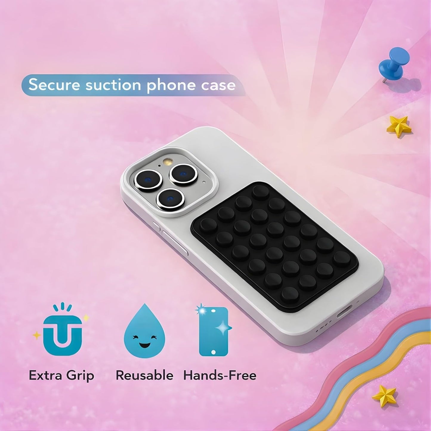 Suction Phone Case Mount with Sticky Grip