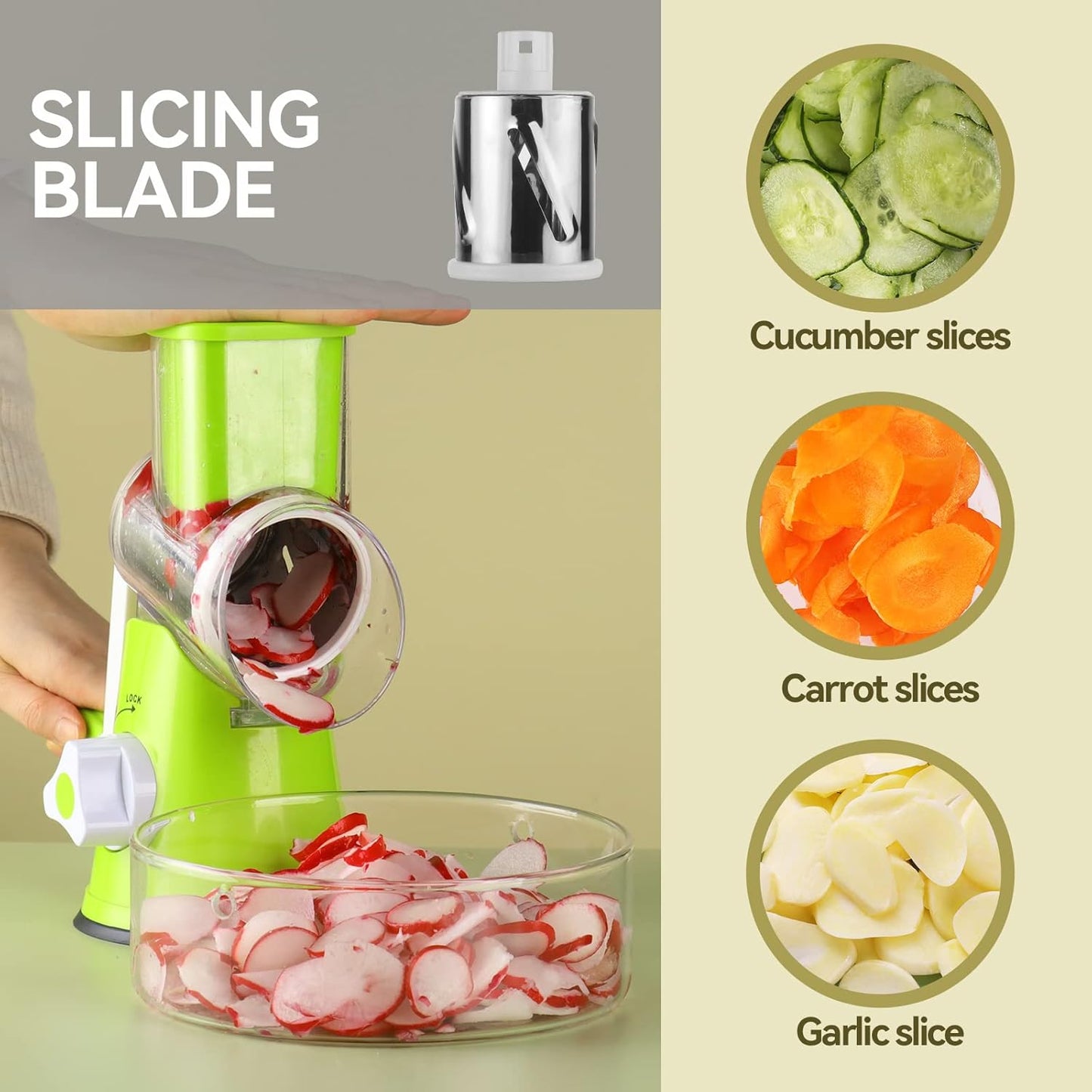 3-in-1 Rotary Cheese Grater and Vegetable Slicer