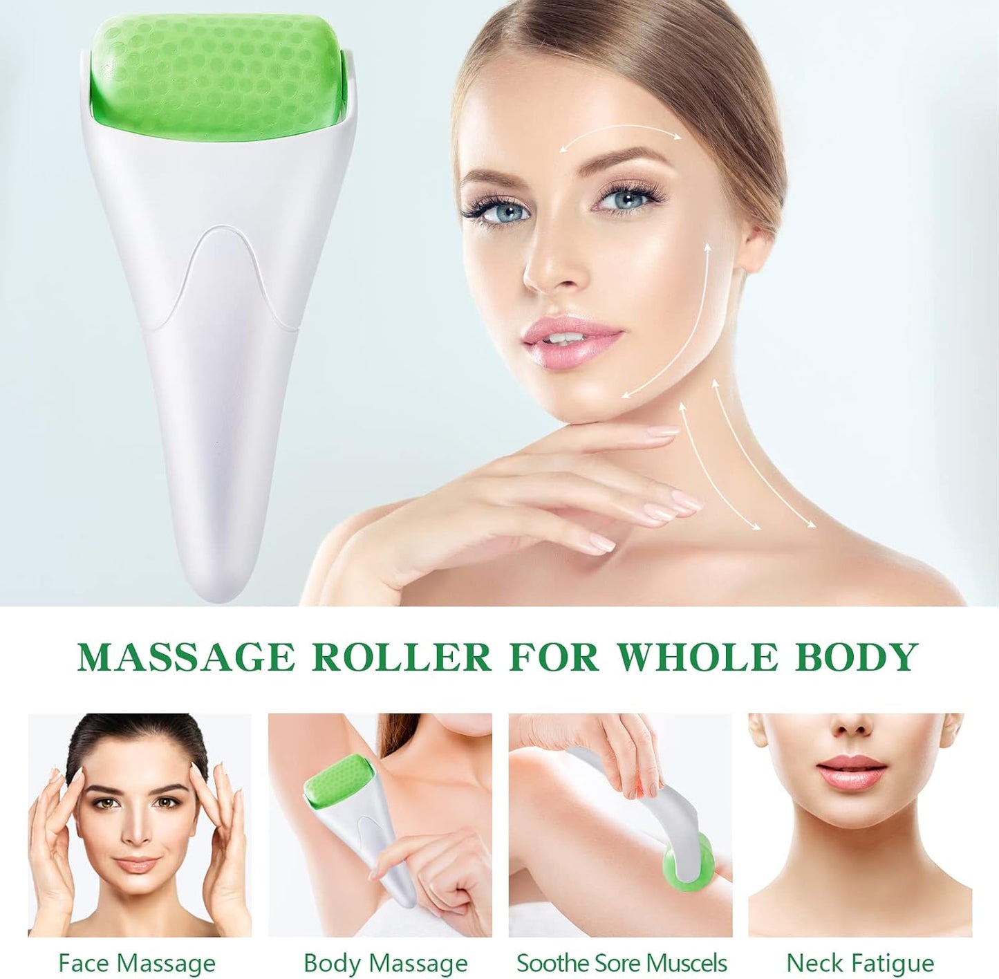 Reusable Ice Roller for Face and Eyes, Cooling Facial Massage Tool for Skincare