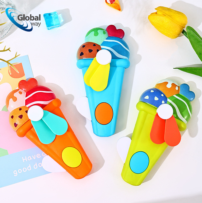 Hand Pressure Mini Fan for Kids, Cute Ice Cream Shape