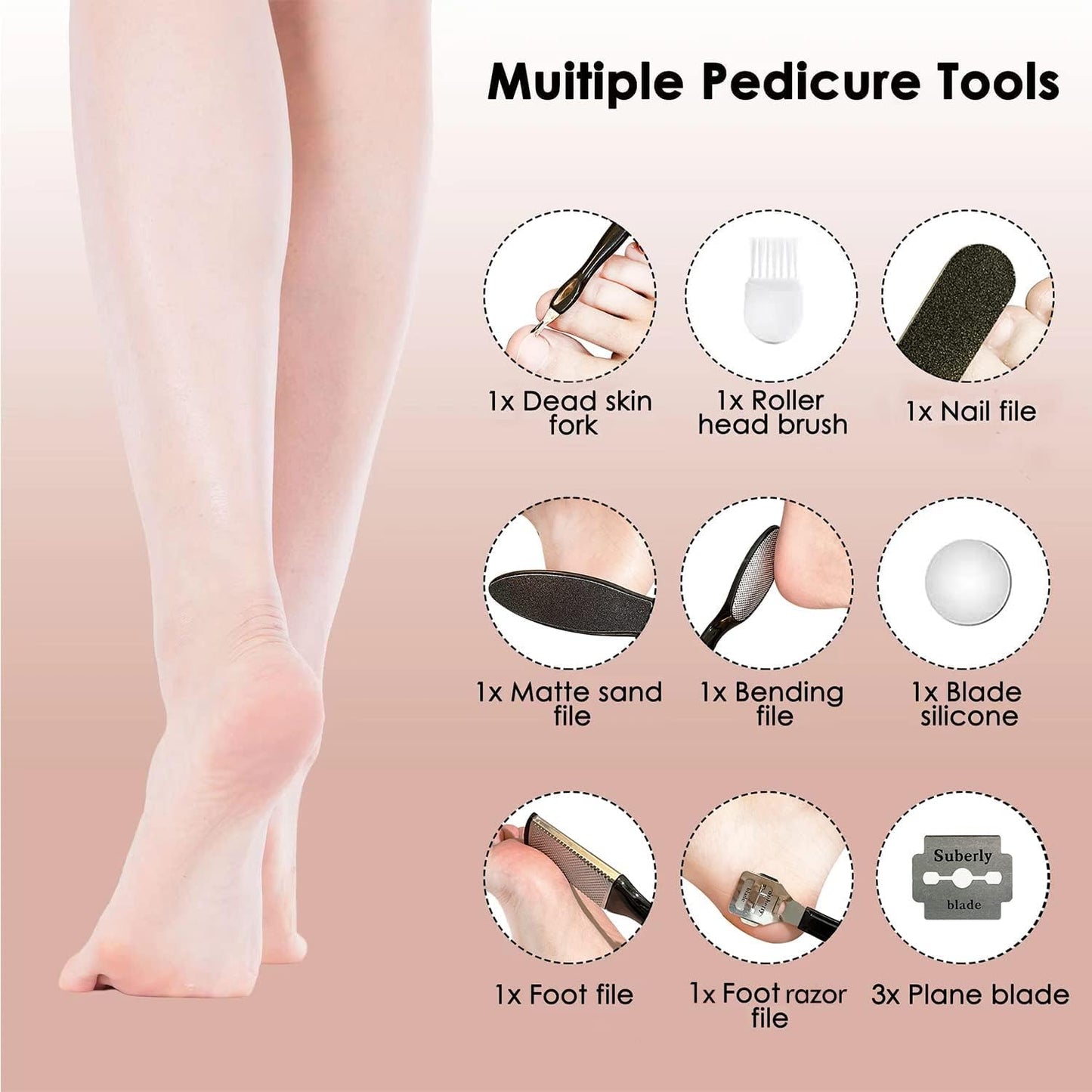 Electric Pedicure Foot File Callus Remover Rechargeable Foot Scrubber