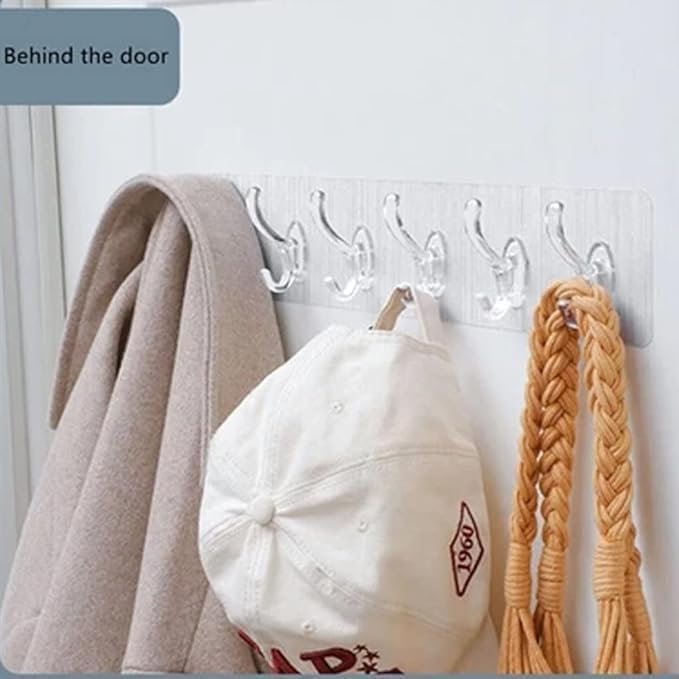 Self-Adhesive Wall Hanger with 6 Hooks