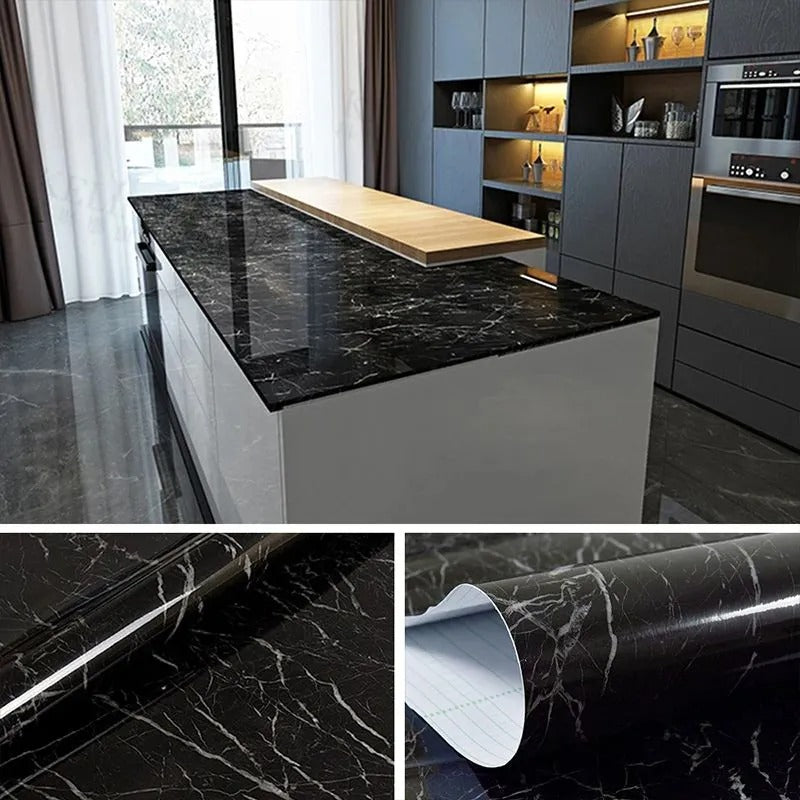 Self Adhesive Black Marble Wallpaper Roll