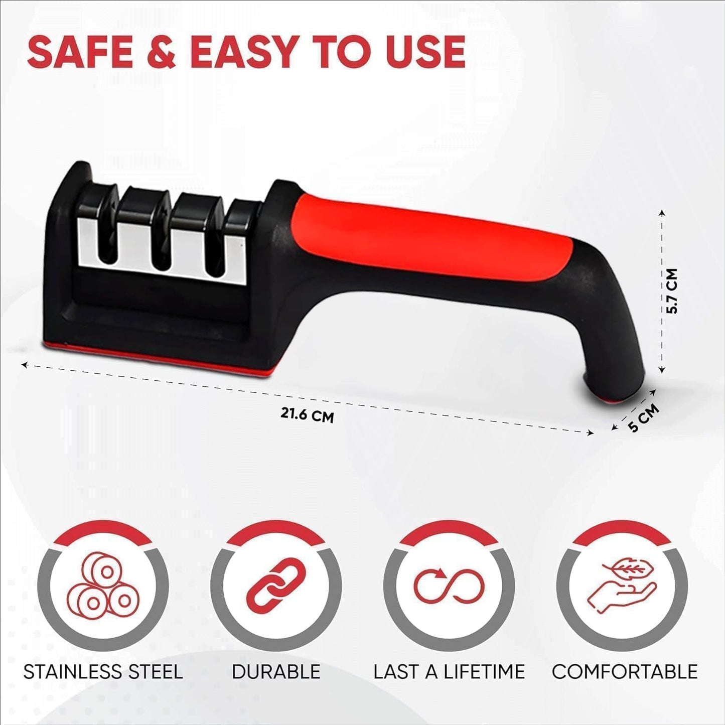Professional Knife and Scissors Sharpener with Non-Slip Base