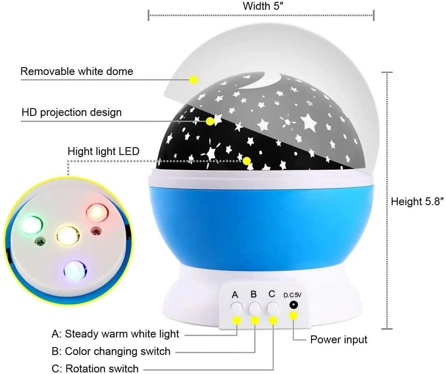 LED Galaxy Moon Lamp Starry Sky Rotating Projection