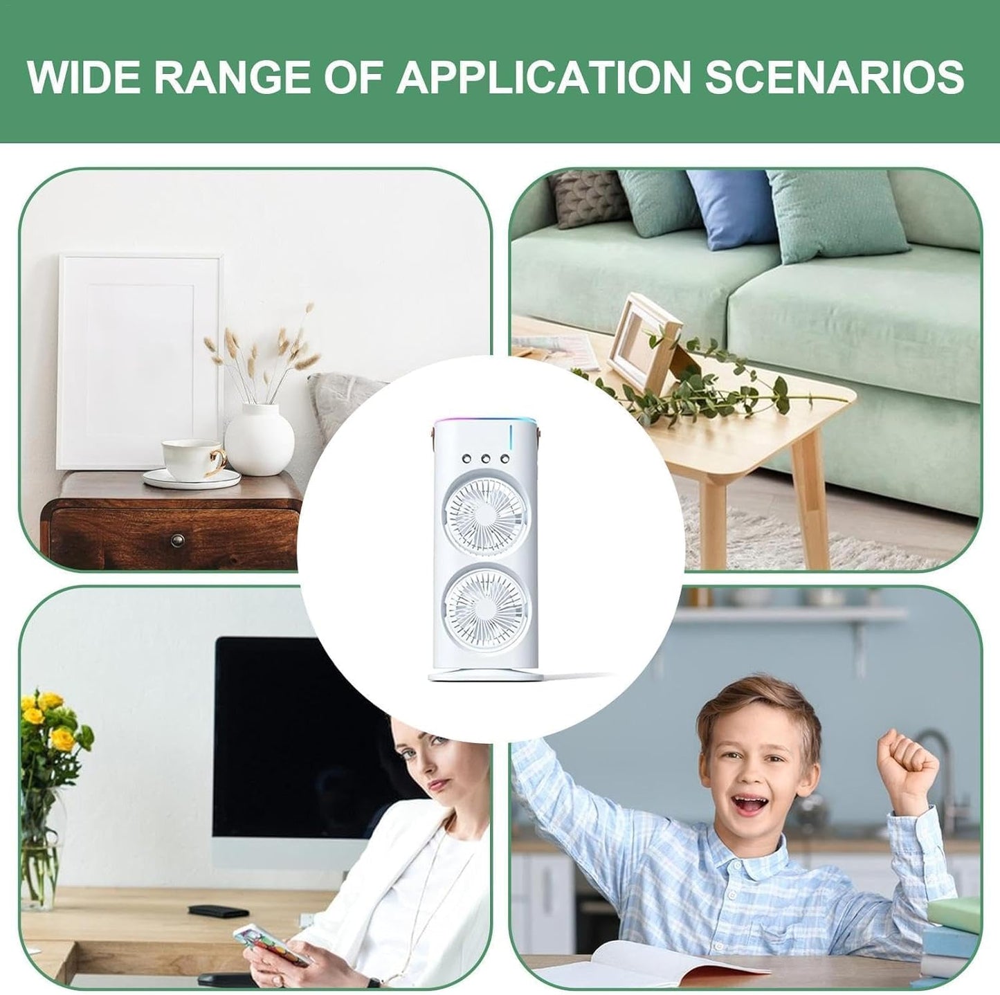 Portable Air Cooler Mini Fan with 3 Mist Spray Modes