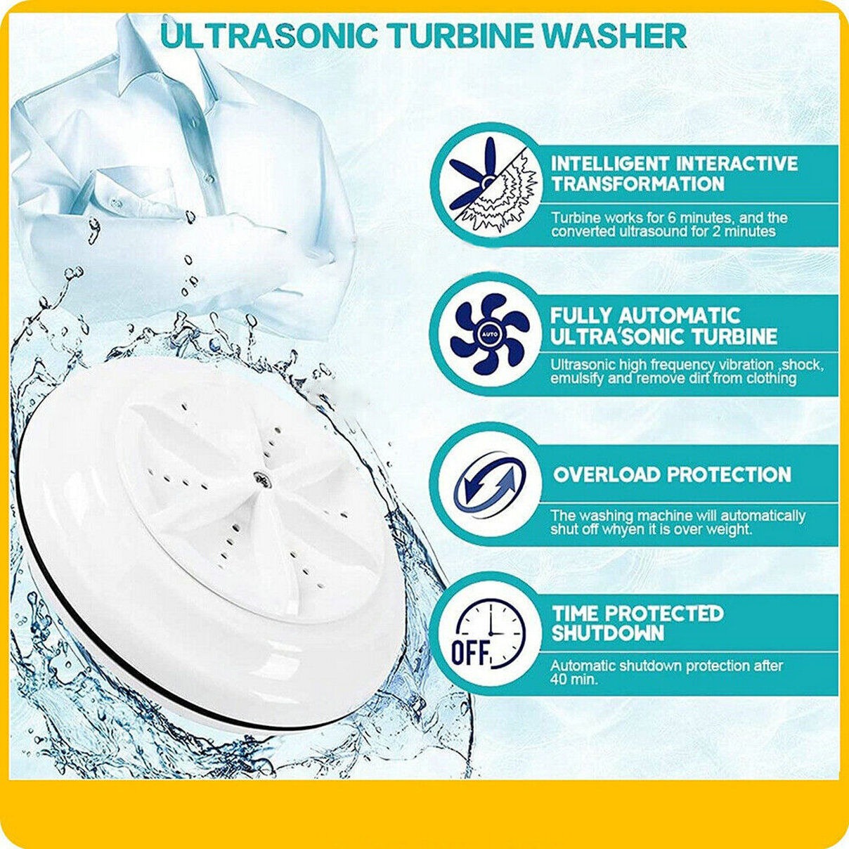 Portable Mini Turbo Washing Machine with USB Power